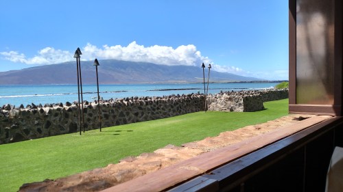 Great view of West Maui Mountains and traditional Hawaiian fish pond