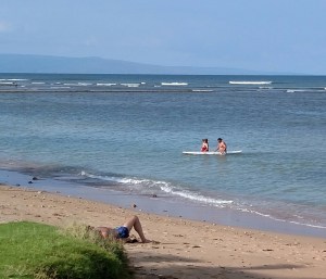 Mom's floppy hat was in the surf a half a dozen times.